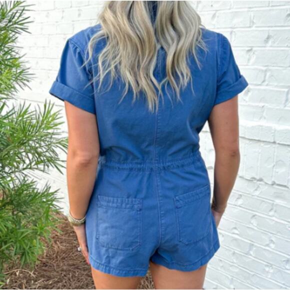 MIOU MUSE Easygoing Romper in Blue Size Small - Picture 2 of 4